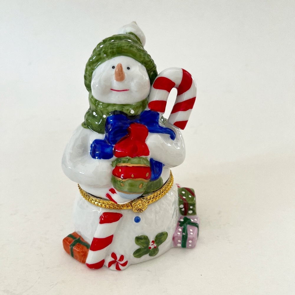 PORCELAIN SNOWMAN CANDLE BOX